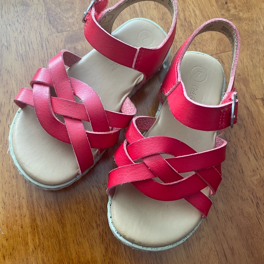 Cat & Jack Red and Cream Sandals Open-Toe Design